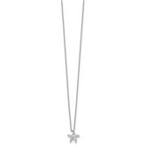 Sterling Silver Diamond Starfish Necklace with Rhodium Polish and Extender